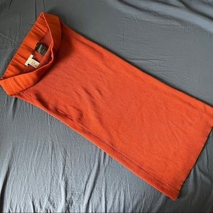 H&M Rust Orange Ribbed Pencil Skirt/Midi Skirt, Size M